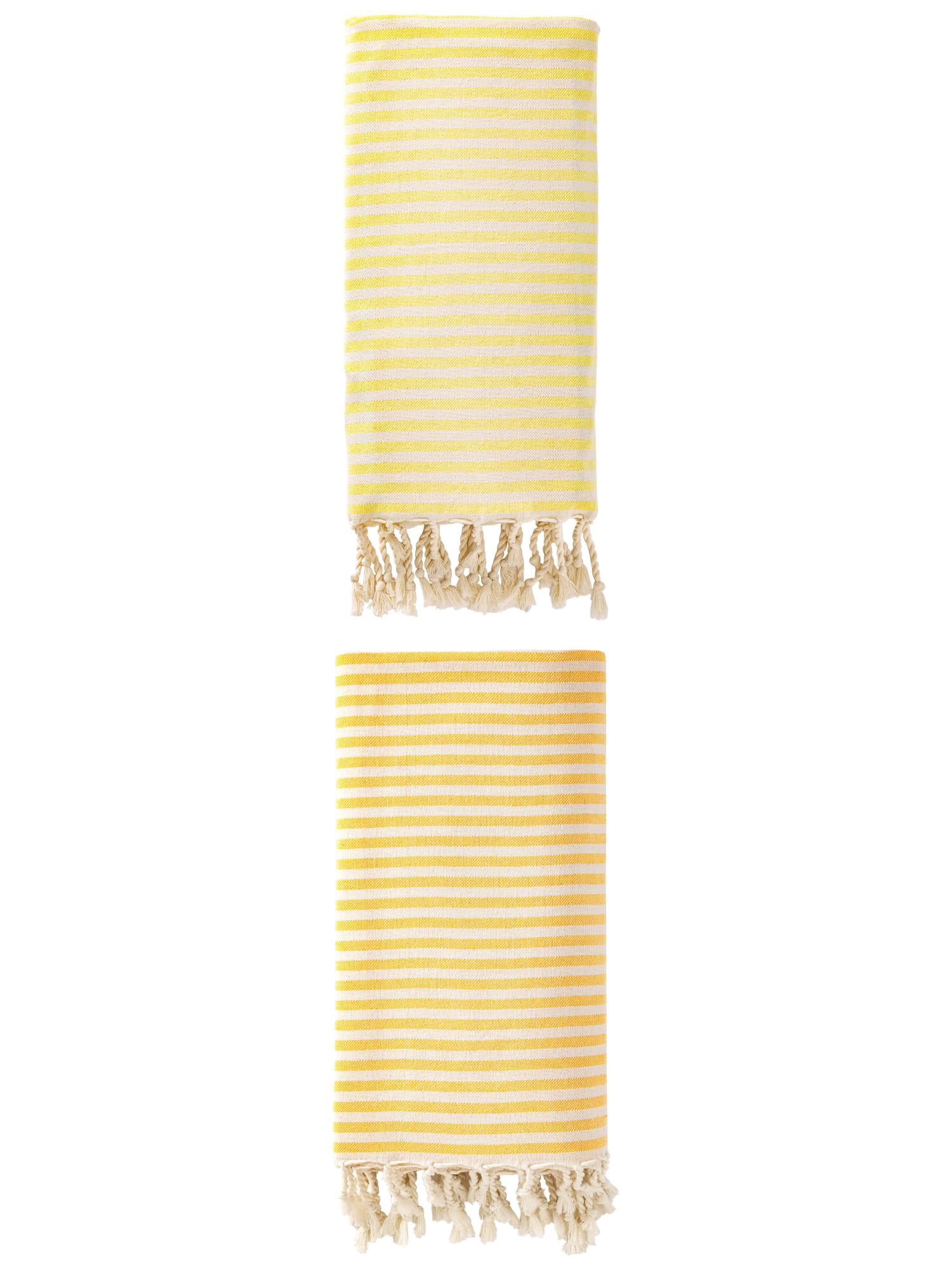 Unique Bargains 2 Pack Soft Sand Free Quick Dry Turkish Towel Light Yellow/Yellow 71"x40"