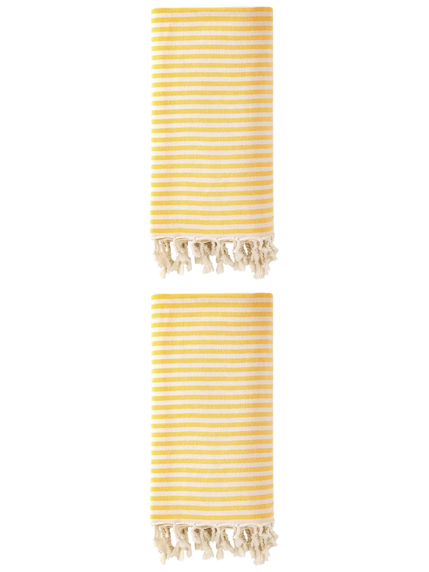 Unique Bargains 2 Pack Soft Sand Free Quick Dry Turkish Towel Yellow 71"x40"