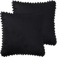 thumbnail image 1 of Unique Bargains 2-Pack Soft Velvet Pompoms Throw Pillow Covers 18" x 18" Black, 1 of 8