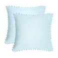 thumbnail image 1 of Unique Bargains 2-Pack Soft Velvet Pompoms Throw Pillow Covers 18" x 18" Blue, 1 of 8
