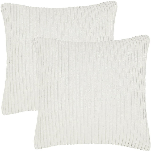 Unique Bargains 2-Pack Solid Corduory Decorative Throw Pillow Covers Pearl White 20" x 20"