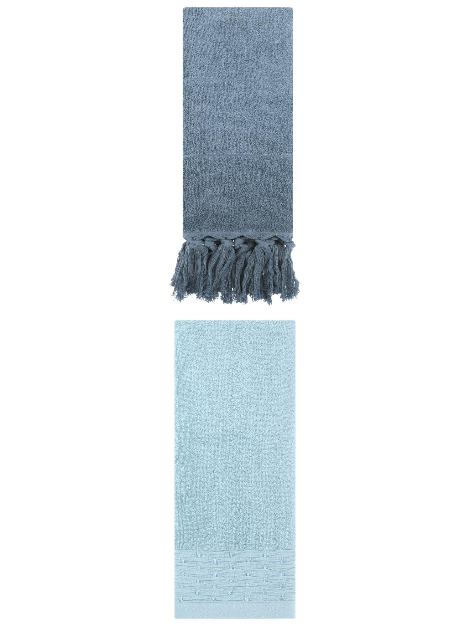 Unique Bargains 2 Pack Solid Cotton Bathroom Hand Towel 14" x 30" Blue