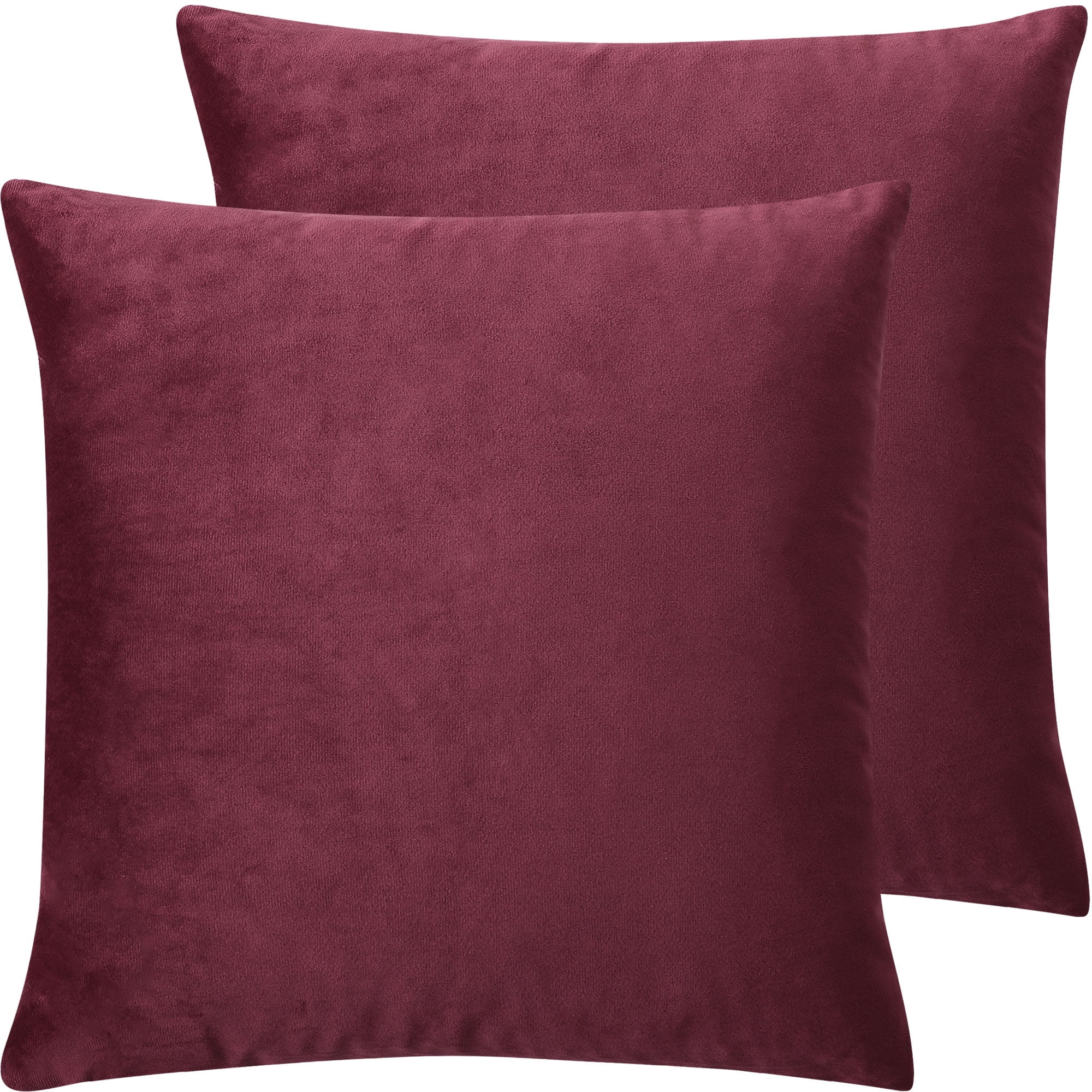 Unique Bargains 2-Pack Solid Velvet Decorative Throw Pillow Covers Burgundy 16"x16"