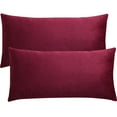 thumbnail image 1 of Unique Bargains 2-Pack Solid Velvet Decorative Throw Pillow Covers Burgundy 16"x31", 1 of 8