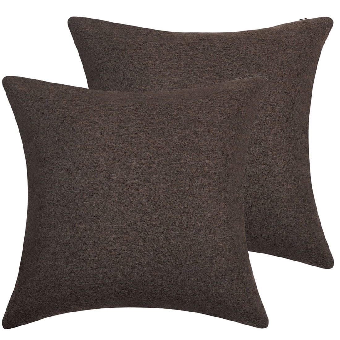 Unique Bargains 2-Pack Solid Waterproof Decorative Throw Pillow Covers Brown 18" x 18"