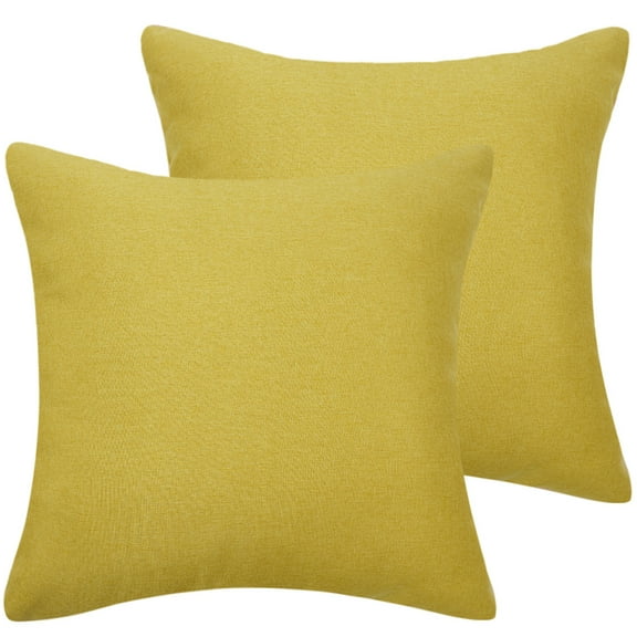 Unique Bargains 2-Pack Solid Waterproof Decorative Throw Pillow Covers Yellow 18" x 18"