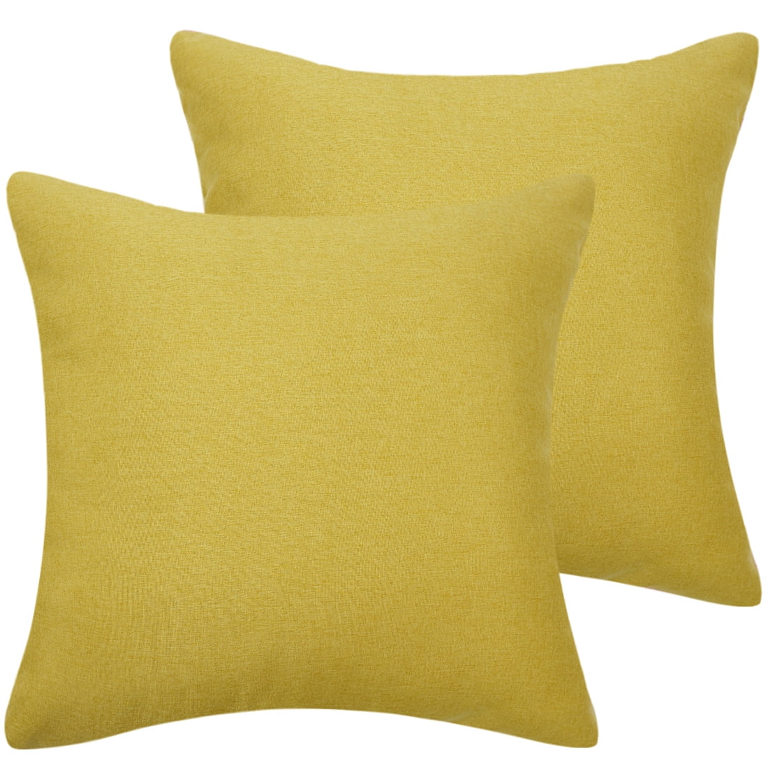 Unique Bargains 2-Pack Solid Waterproof Decorative Throw Pillow Covers Yellow 20" x 20"