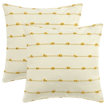 Unique Bargains 2 Pack Striped Boho Decorative Cushion Pillow Covers Modern Square Neutral Yellow 16" x 16"