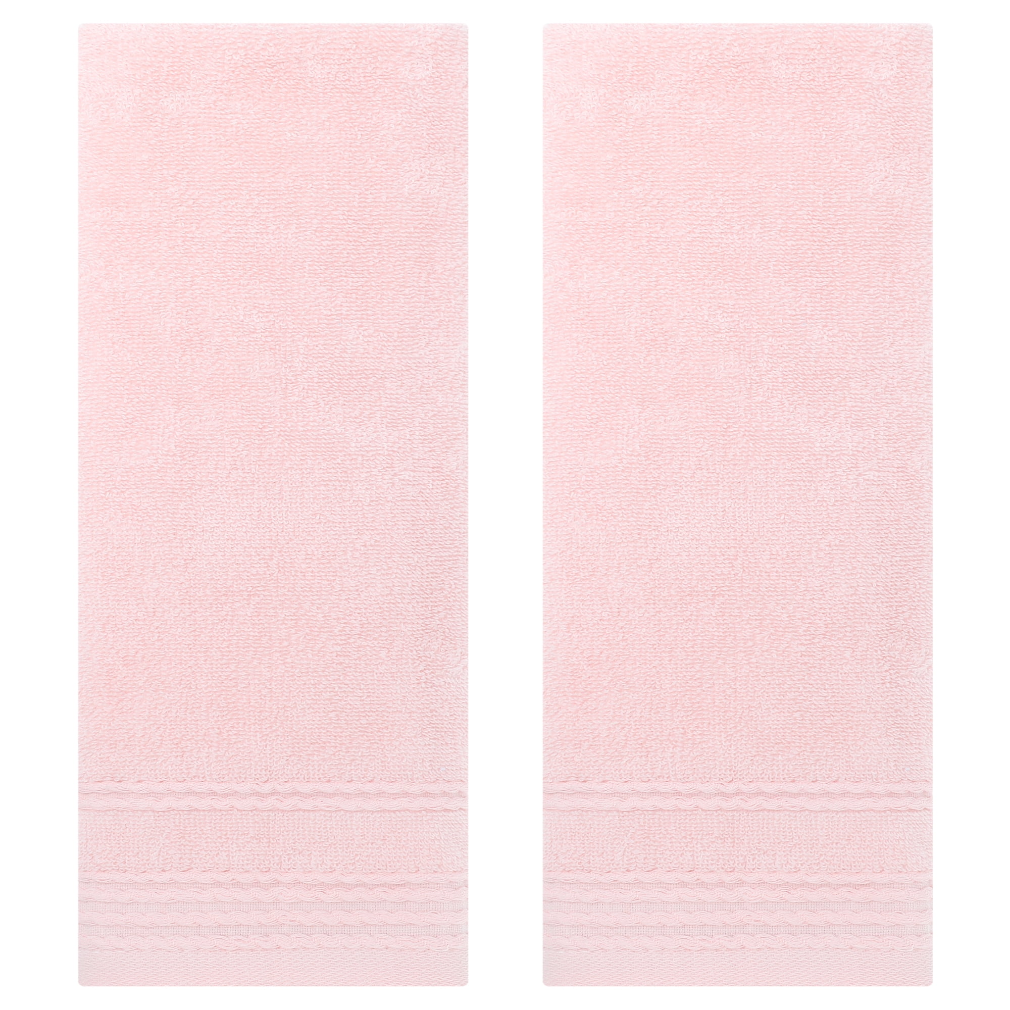 Unique Bargains Striped Hand Towels Set for Bathroom 14" x 30" Pink 2-Pieces