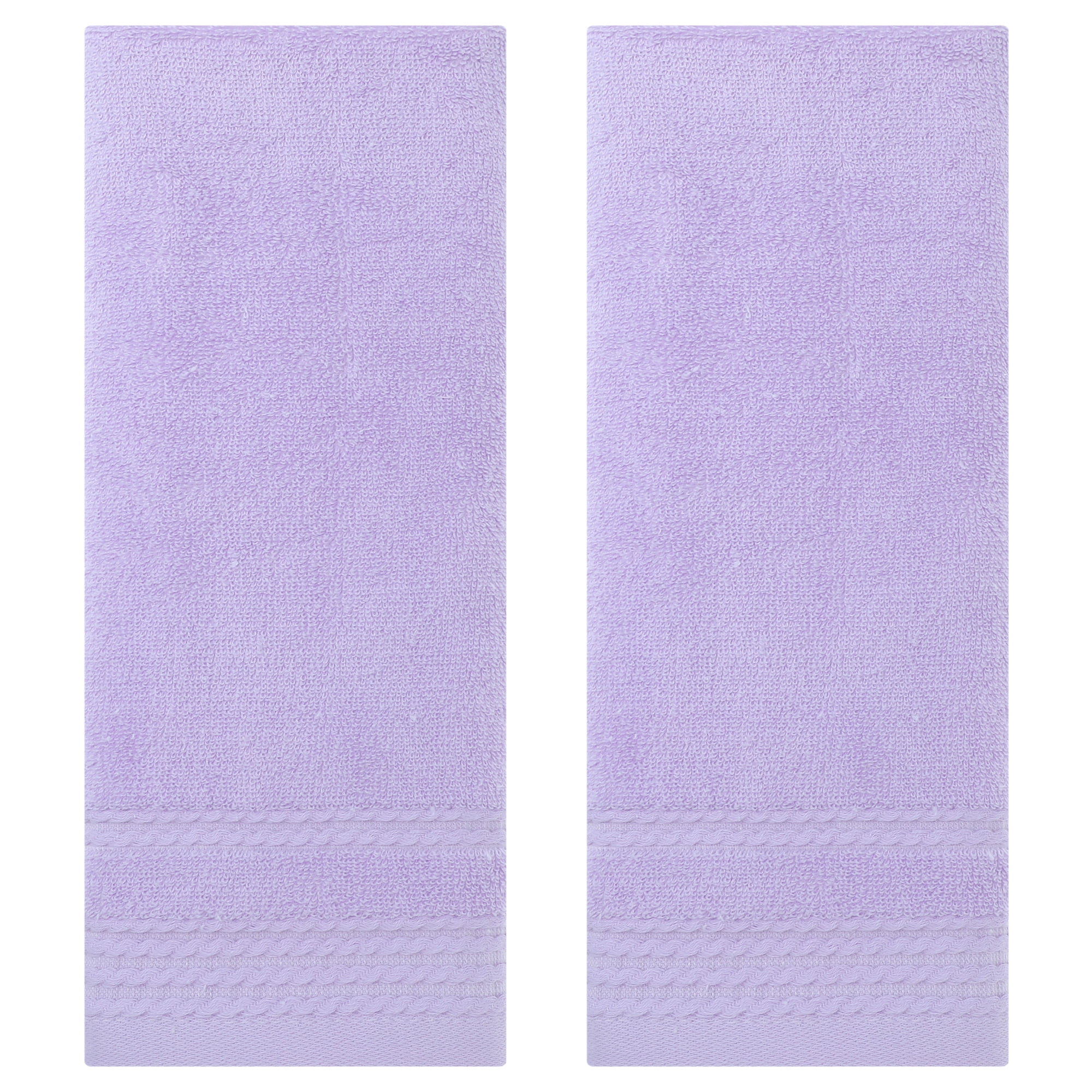 Unique Bargains Striped Hand Towels Set for Bathroom 14" x 30" Purple 2-Pieces