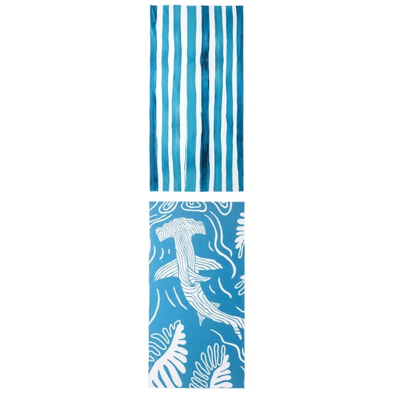 Unique Bargains 2 Pack Striped Quick Dry Absorbent Beach Towel Aqua Blue/Green 63" x 31"
