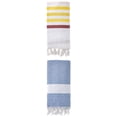 thumbnail image 1 of Unique Bargains 2 Pack Striped Turkish Woven Tassel Beach Towels Brown/Blue 71"x40", 1 of 8