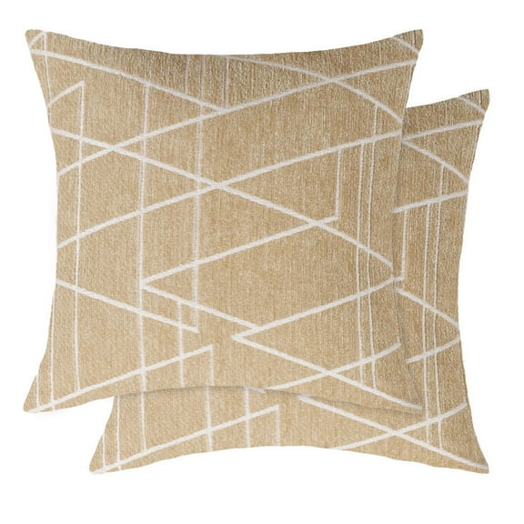 Unique Bargains 2-Pack Stylish Decorative Throw Pillow Cover 18" x 18" Beige