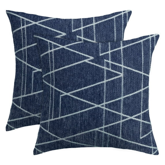 Unique Bargains 2-Pack Stylish Decorative Throw Pillow Cover 18" x 18" Navy Blue