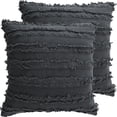 thumbnail image 1 of Unique Bargains 2-Pack Tassel Striped Throw Pillow Covers Gray 20" x 20", 1 of 7