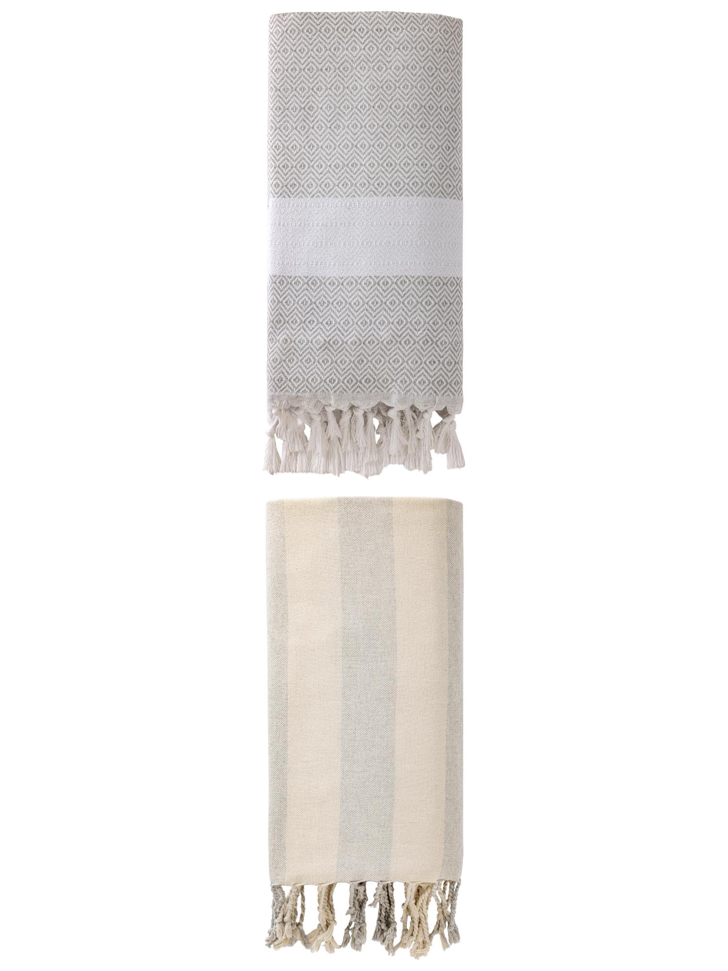 Unique Bargains 2 Pack Turkish Beach Towel, Anti-Sand & Fast Drying Grey 71" x 40"