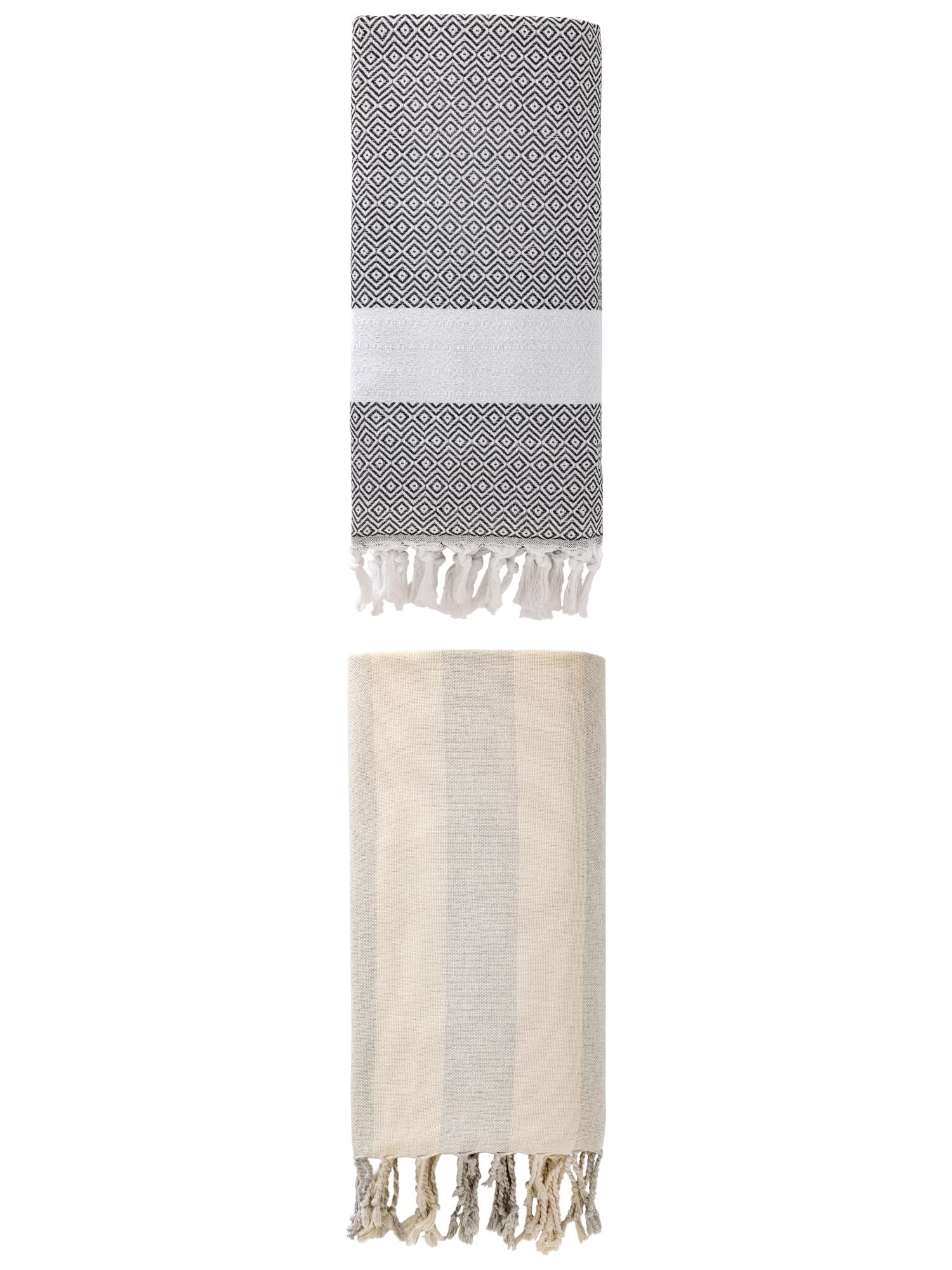 Unique Bargains 2 Pack Turkish Sand Free & Quick Dry Beach Towel Dark Grey/Grey 71" x 40"