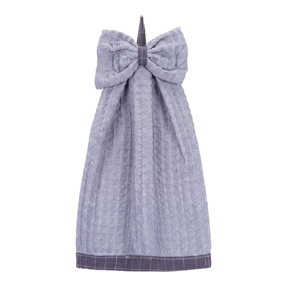 Unique Bargains 2 Pack Waffle Weave Hanging Hand Towels with Bowknot Grey 13" x 9"