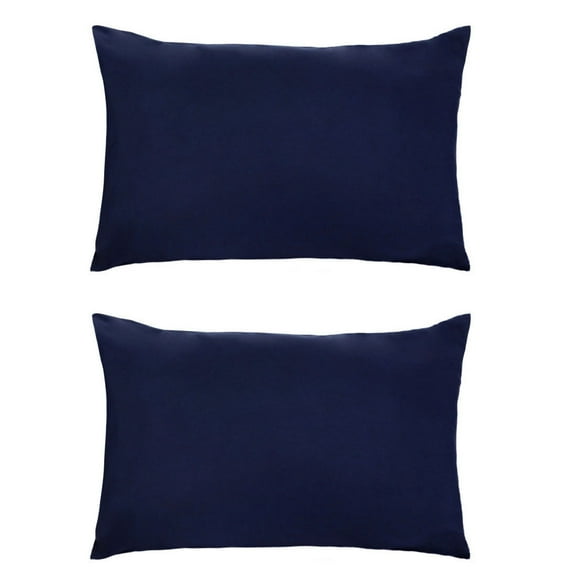 Unique Bargains 2 Packs 1800 Brushed Pillowcase Zippered Navy Blue, King Size