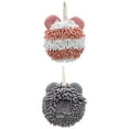thumbnail image 1 of Unique Bargains 2 Packs Chenille Cute Fuzzy Hand Towels 7" x 7" Dark Grey/Pink, 1 of 4