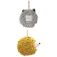 thumbnail image 1 of Unique Bargains 2 Packs Chenille Fuzzy Ball Hand Towels Set of 1 Light Grey/Yellow, 1 of 4