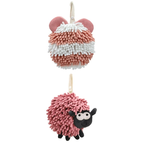 Unique Bargains 2 Packs Chenille Fuzzy Bathroom Hand Towels 7" x 7" Pink/Purple