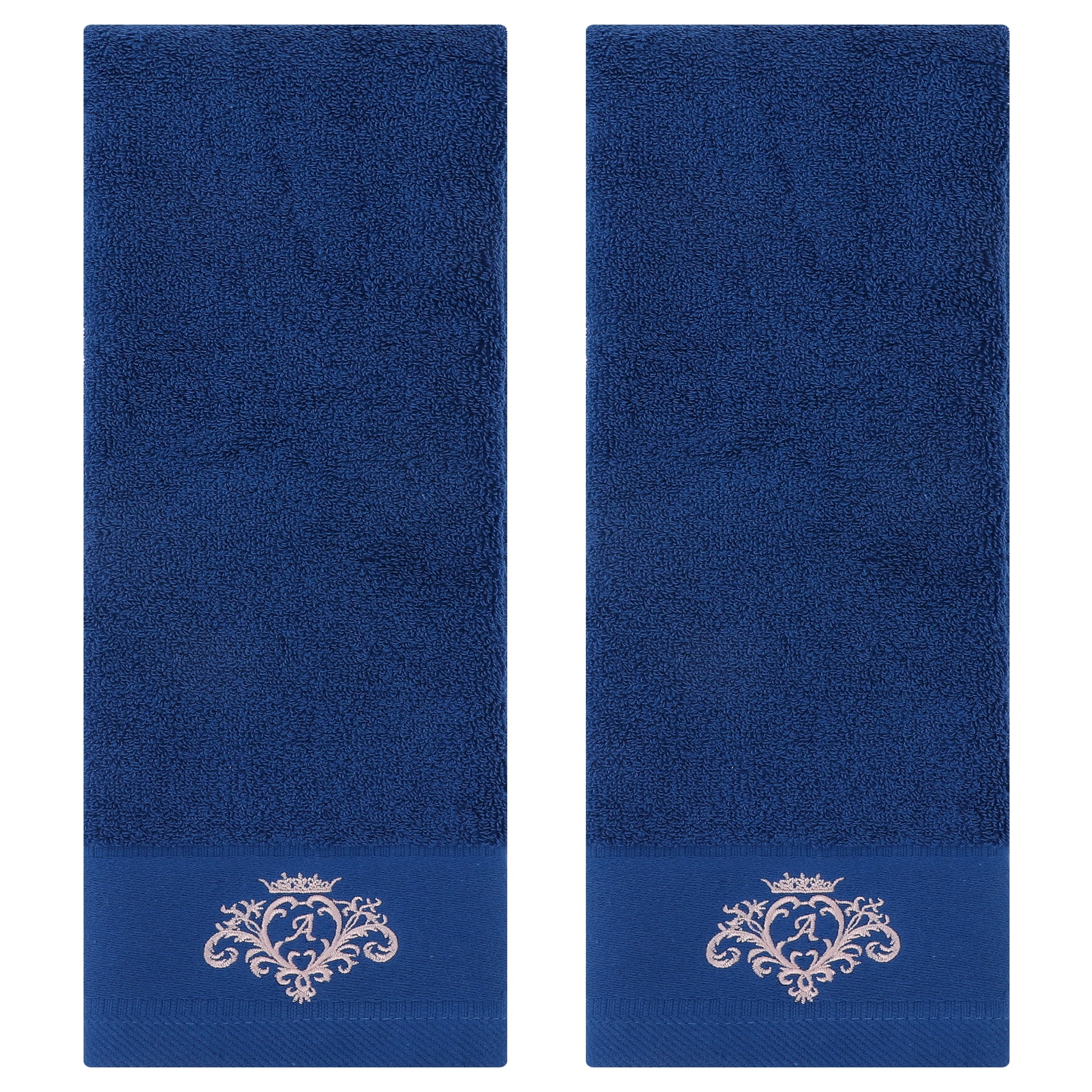 Unique Bargains 2 Packs Cotton Hand Towel Set Soft Towels Blue 13" x 30"