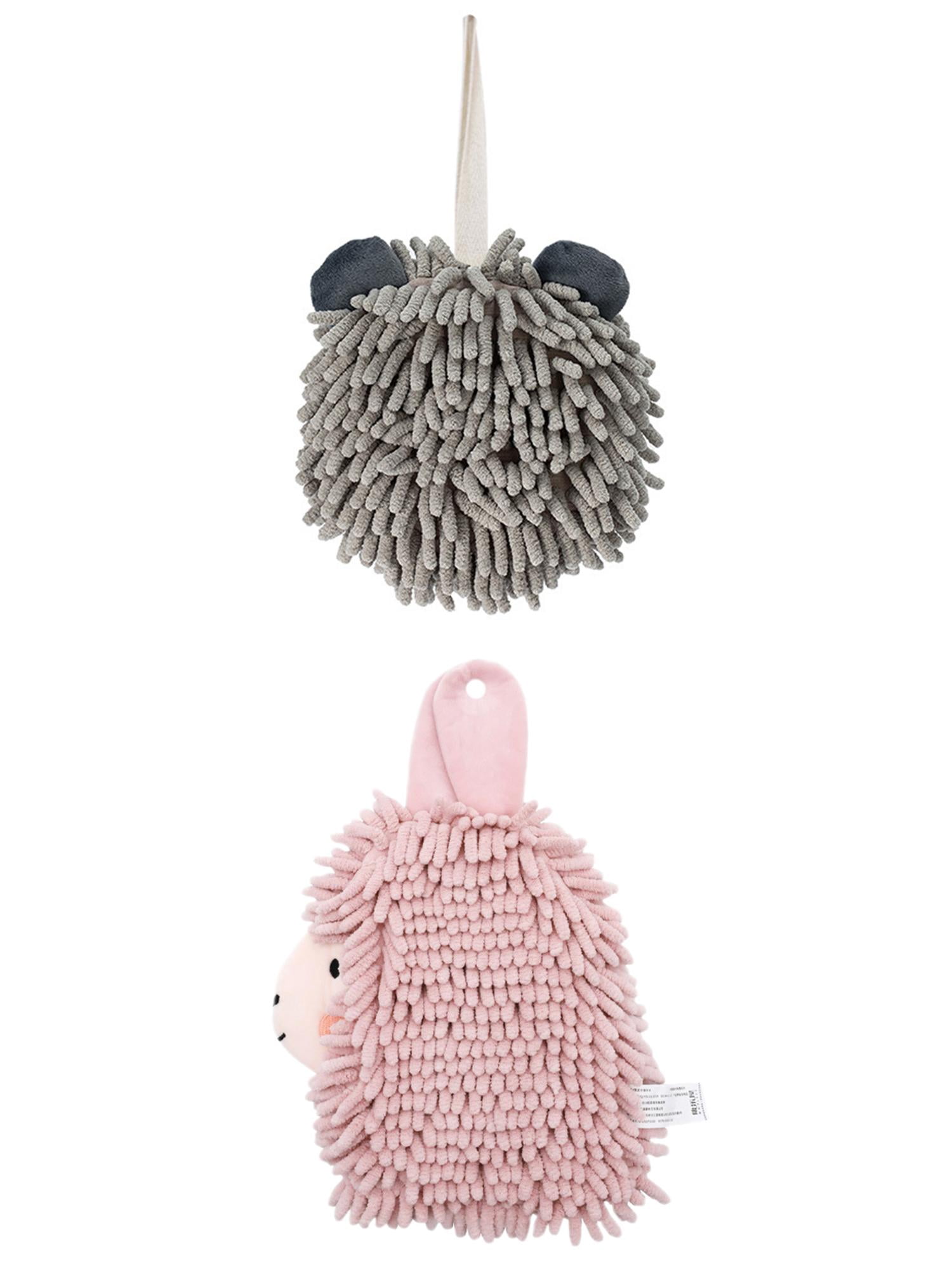 Unique Bargains 2 Packs Cute Cartoon Hand Towel 7" x 7"/7" x 11" Grey-1/Pink