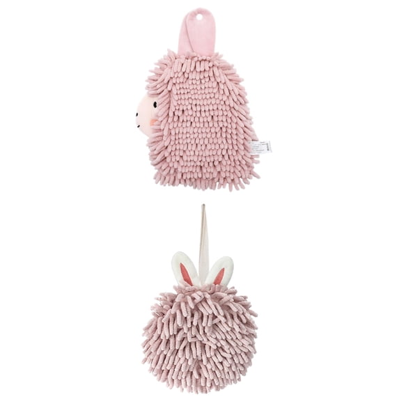Unique Bargains 2 Packs Cute Cartoon Hand Towel 7" x 7"/7" x 11" Light Pink/Pink