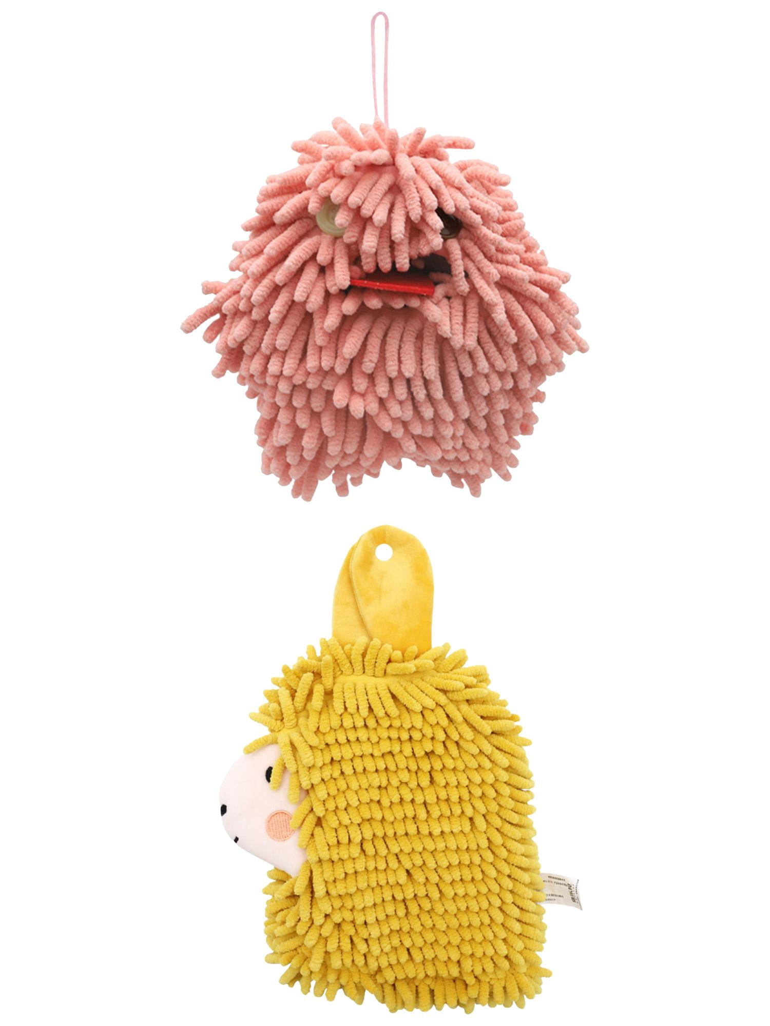 Unique Bargains 2 Packs Cute Cartoon Hand Towel 7" x 7"/7" x 11" Pink/Yellow
