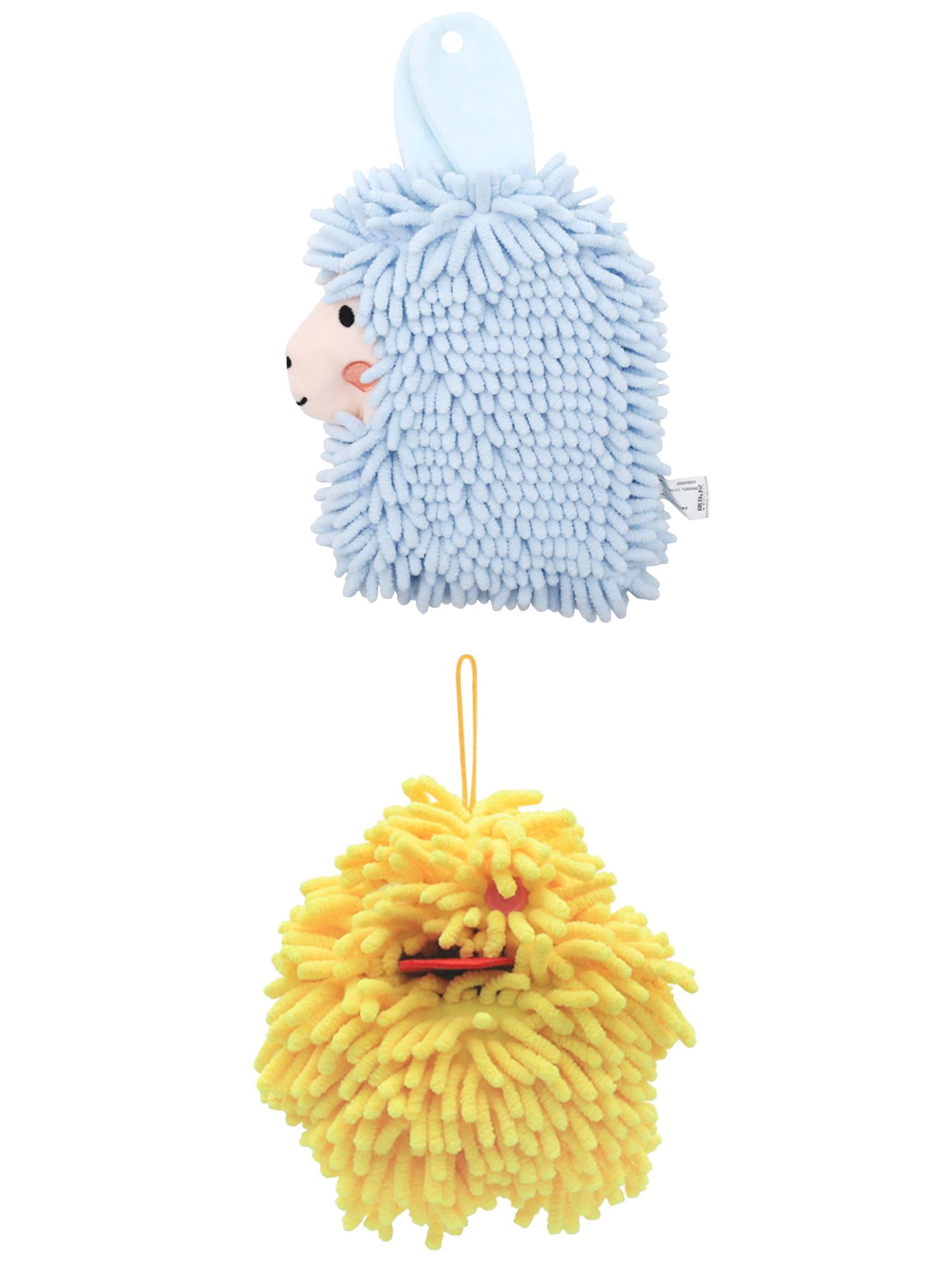 Unique Bargains 2 Packs Cute Cartoon Hand Towel 7" x 7"/7" x 11" Yellow/Blue