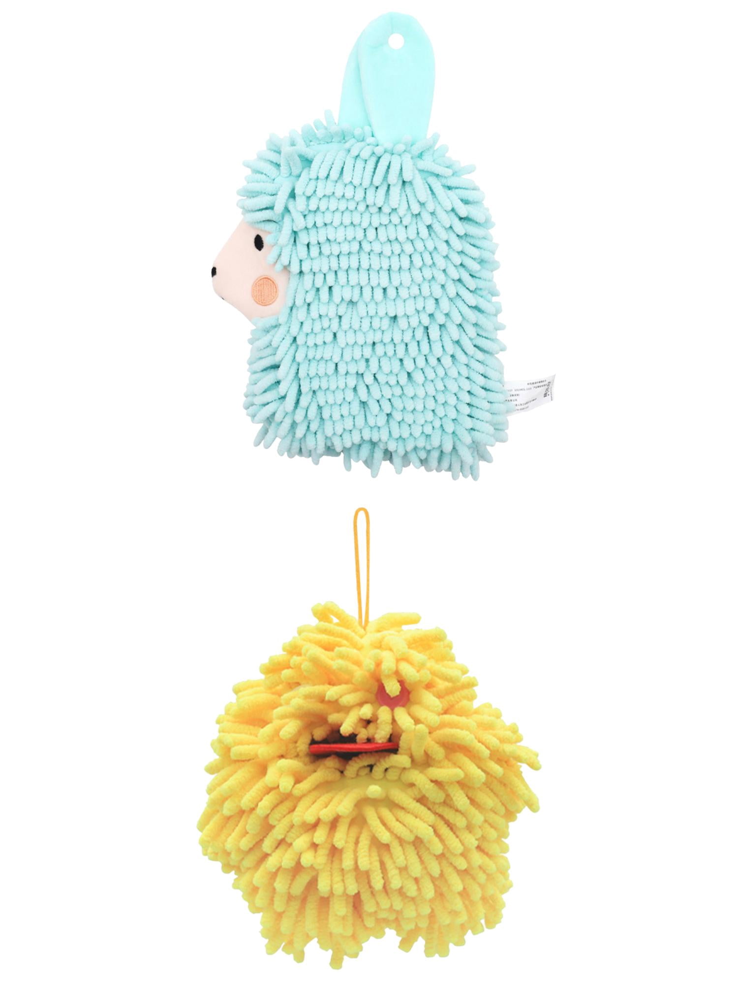 Unique Bargains 2 Packs Cute Cartoon Hand Towel 7" x 7"/7" x 11" Yellow/Green