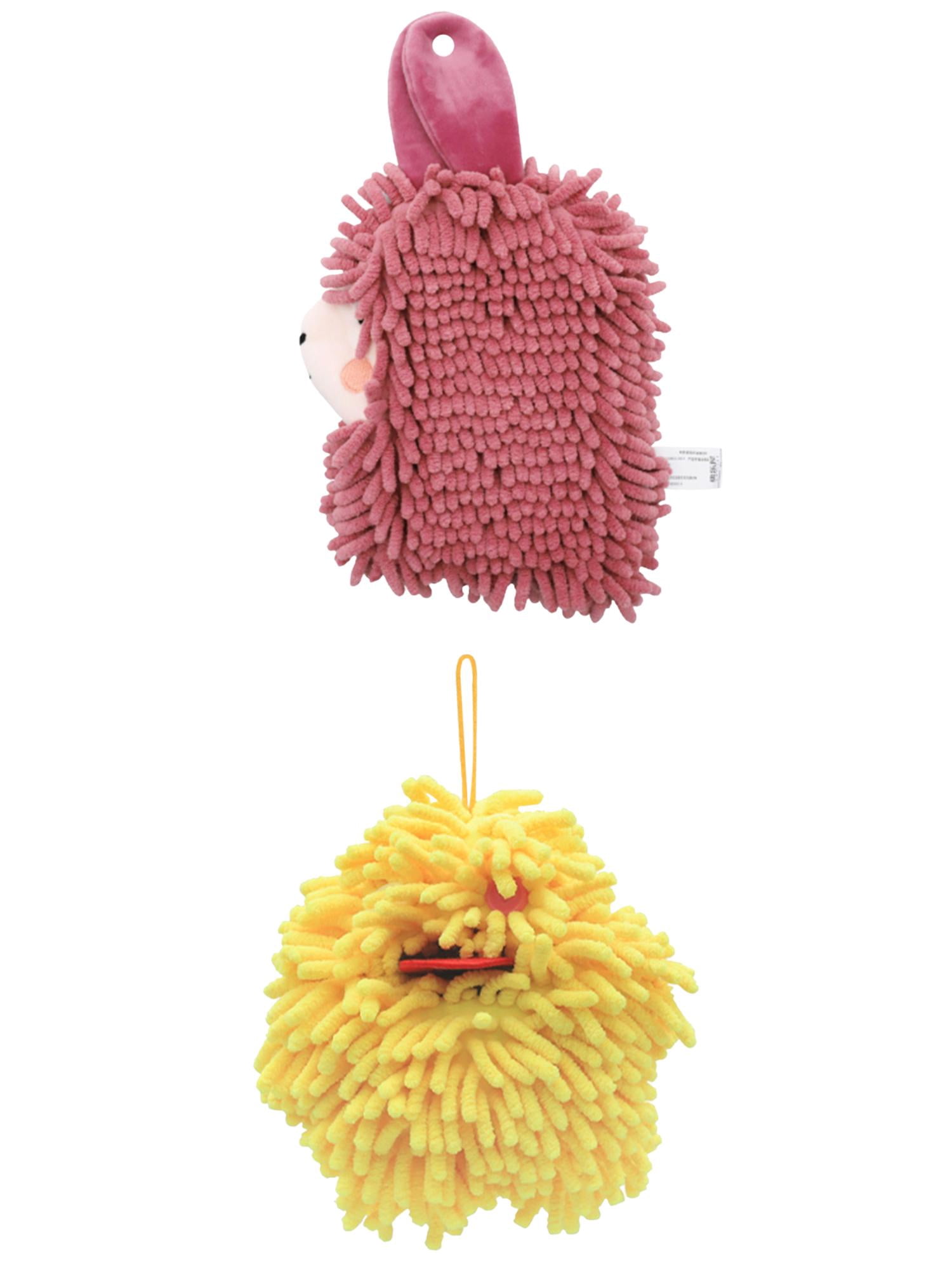 Unique Bargains 2 Packs Cute Cartoon Hand Towel 7" x 7"/7" x 11" Yellow/Indian Red