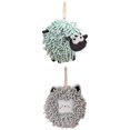 thumbnail image 1 of Unique Bargains 2 Packs Cute Chenille Fuzzy Ball Hand Towels 7" x 7" Light Grey/Green, 1 of 4