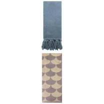 Unique Bargains 2 Pack Cotton Geometric and Solid Absorbent Soft Hand Towels Blue/Brown 14" x 30"/13" x 29"