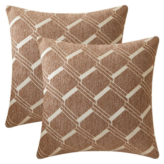 Unique Bargains 2 Packs Modern Geometric Throw Pillow Cover Brown 22" x 22"