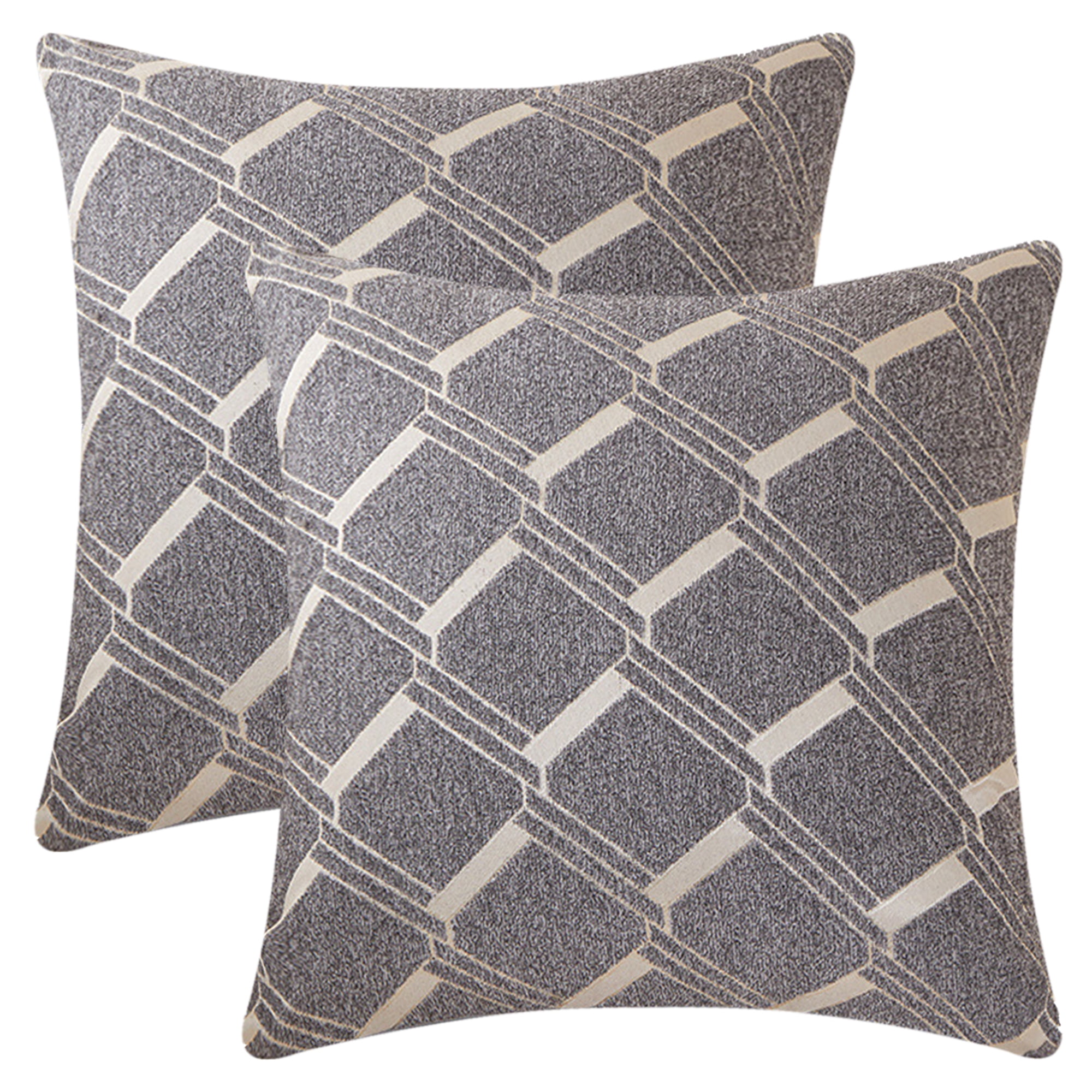 Unique Bargains 2 Packs Modern Geometric Throw Pillow Cover Grey 22" x 22"