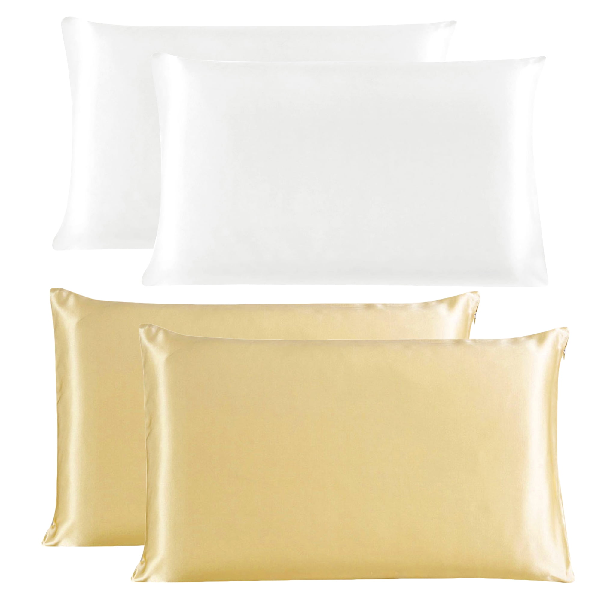 Unique Bargains 2 Packs Mulberry Silk Fabric Pillowcase Pearl White Standard Size