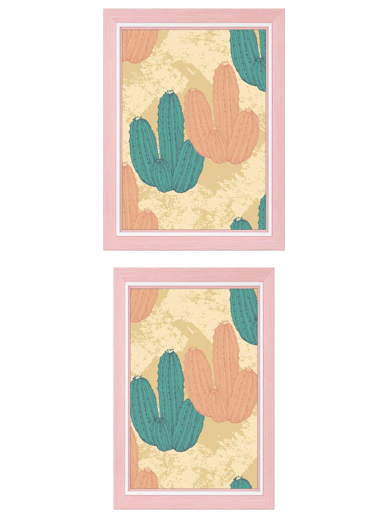 Unique Bargains 2 Packs Picture Frames Distressed Pink 4x6/6x8