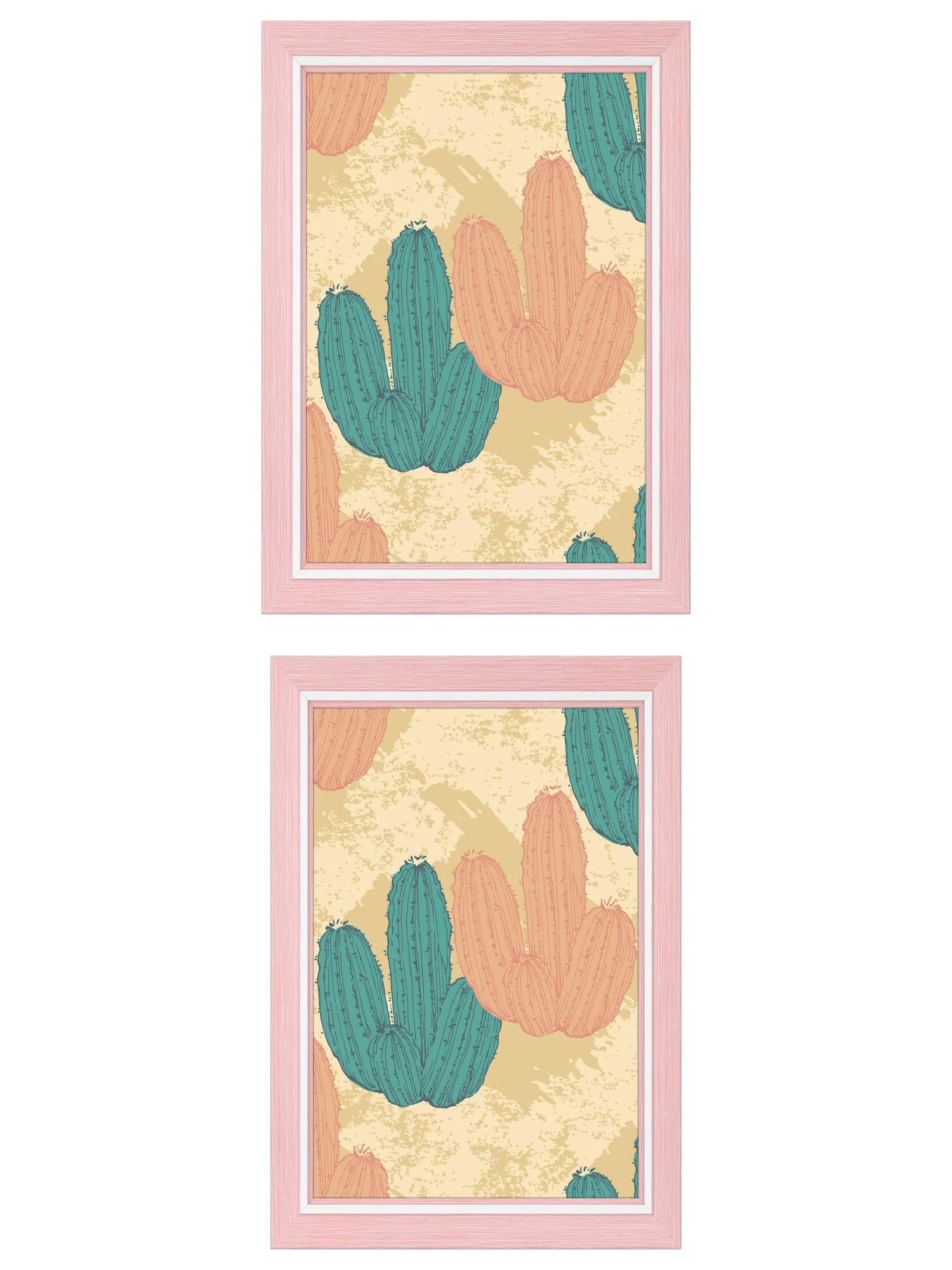 Unique Bargains 2 Packs Picture Frames Distressed Pink 5x7/3.5x5