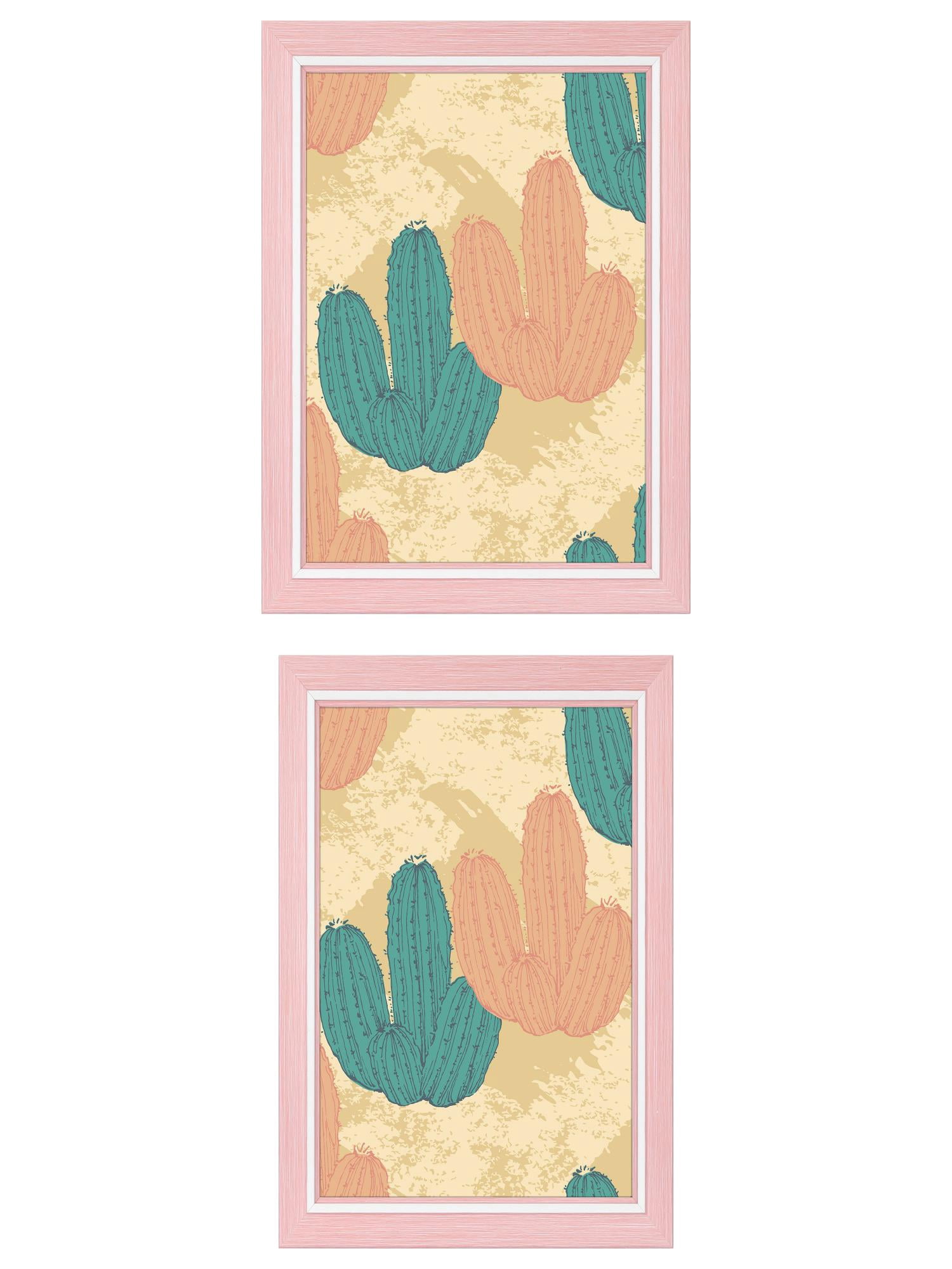 Unique Bargains 2 Packs Picture Frames Distressed Pink 5x7/4x6