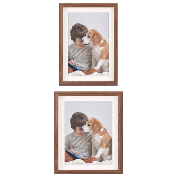 Unique Bargains 2 Packs Picture Frames Walnut Color 10x12/8.5x11