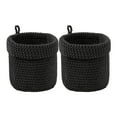 thumbnail image 1 of Unique Bargains 2 Packs Woven Storage Basket Round Bin for Key Tray Black 5.1*5.5in, 1 of 5