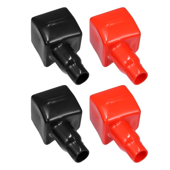 Unique Bargains 2 Pair Battery Terminal Cover Boot Protector Cable Lug Caps for Cars Boat 1.73"x1.73"x1.50" Black Red