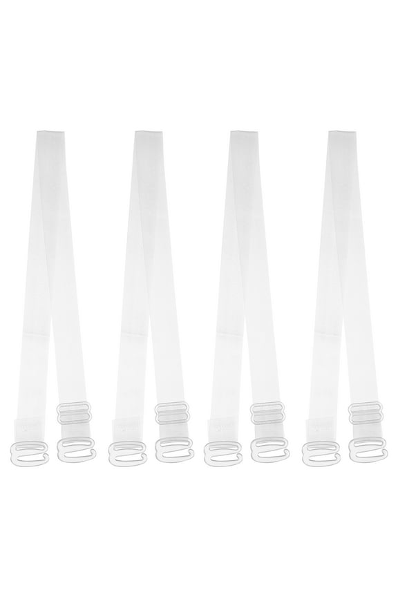 2 Pair Non-Slip Adjustable Invisible Clear Bra Shoulder Strap with Plastic Hook Transparent 15mm