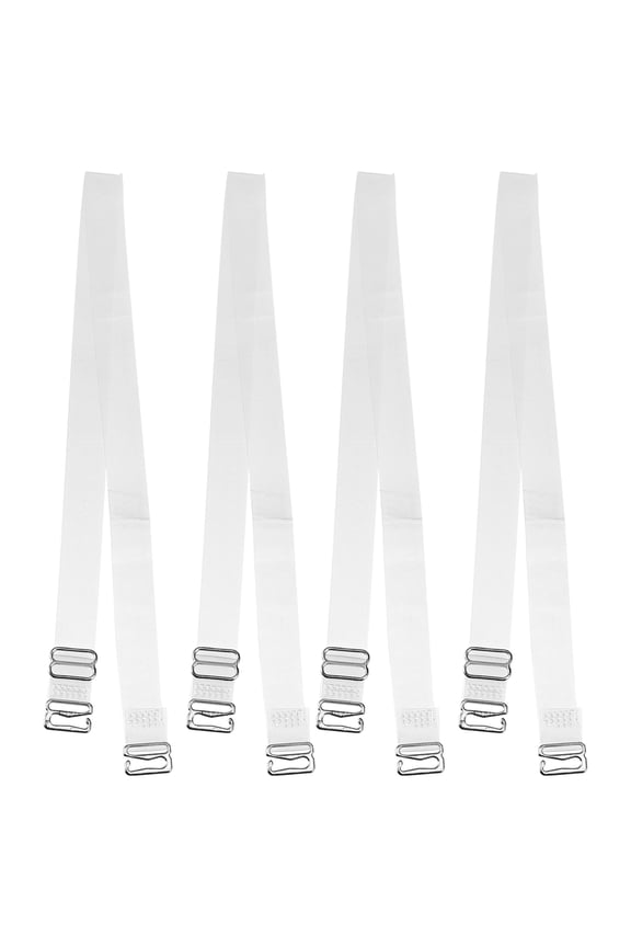 2 Pair Non-Slip Adjustable Invisible Clear Bra Shoulder Strap with Stainless Steel Hook Transparent 15mm