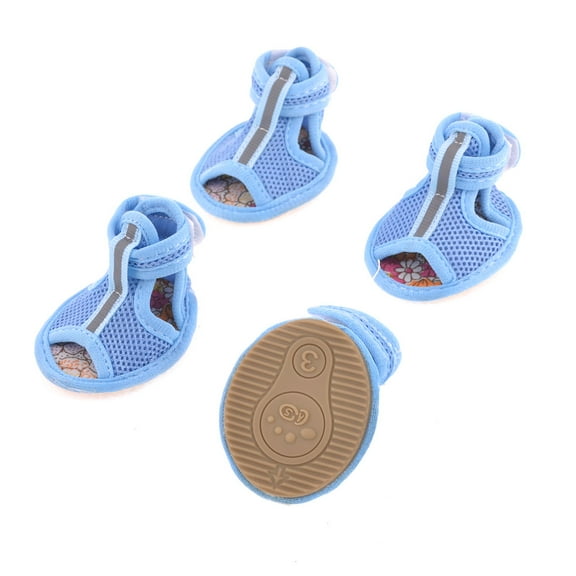 Unique Bargains 2 Pairs Rubber Sole Blue Mesh Sandals Yorkie Chihuaha Dog Shoes Size S