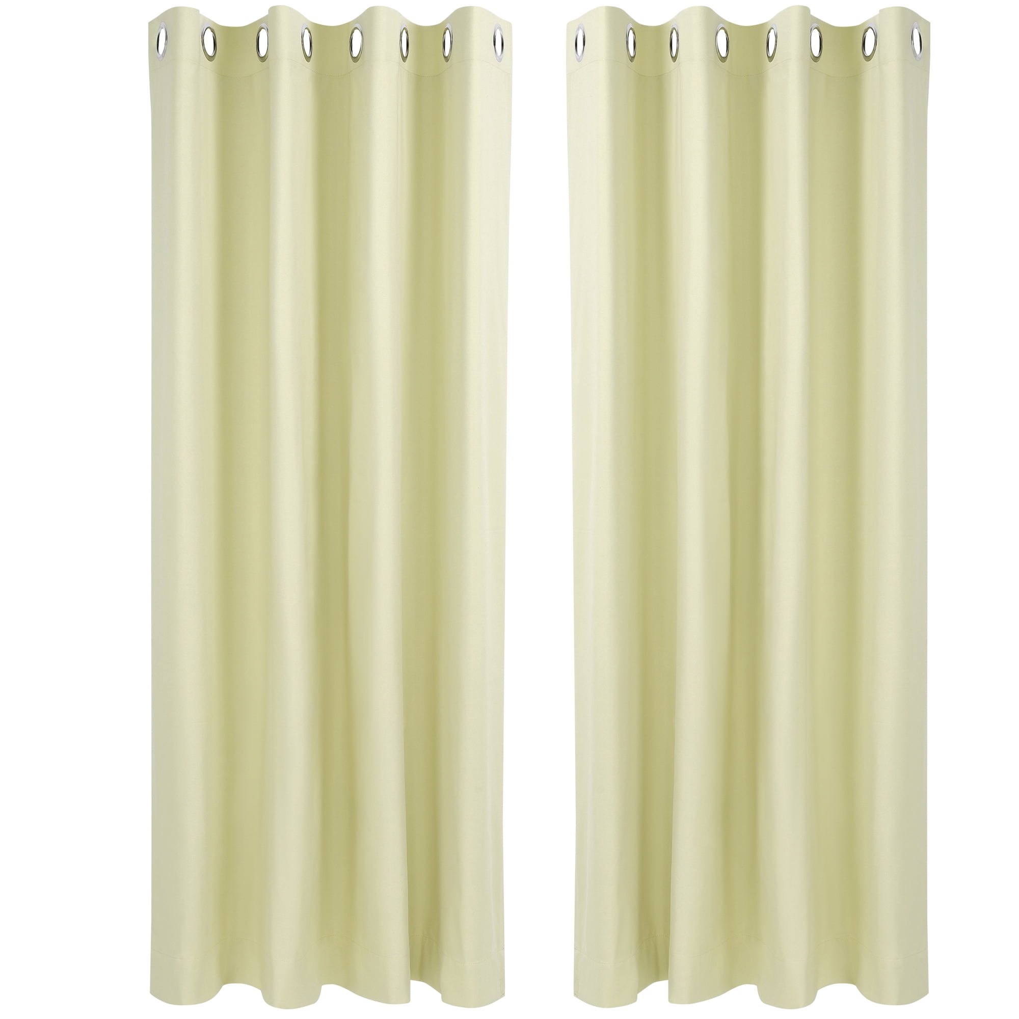 Unique Bargains 2 Panels Bedroom Waterproof 100% Blackout Curtains Beige 52"Wx63"L