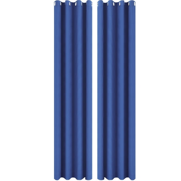 Unique Bargains 2 Panels Bedroom Waterproof 100% Blackout Curtains Dark Blue 52"Wx108"L
