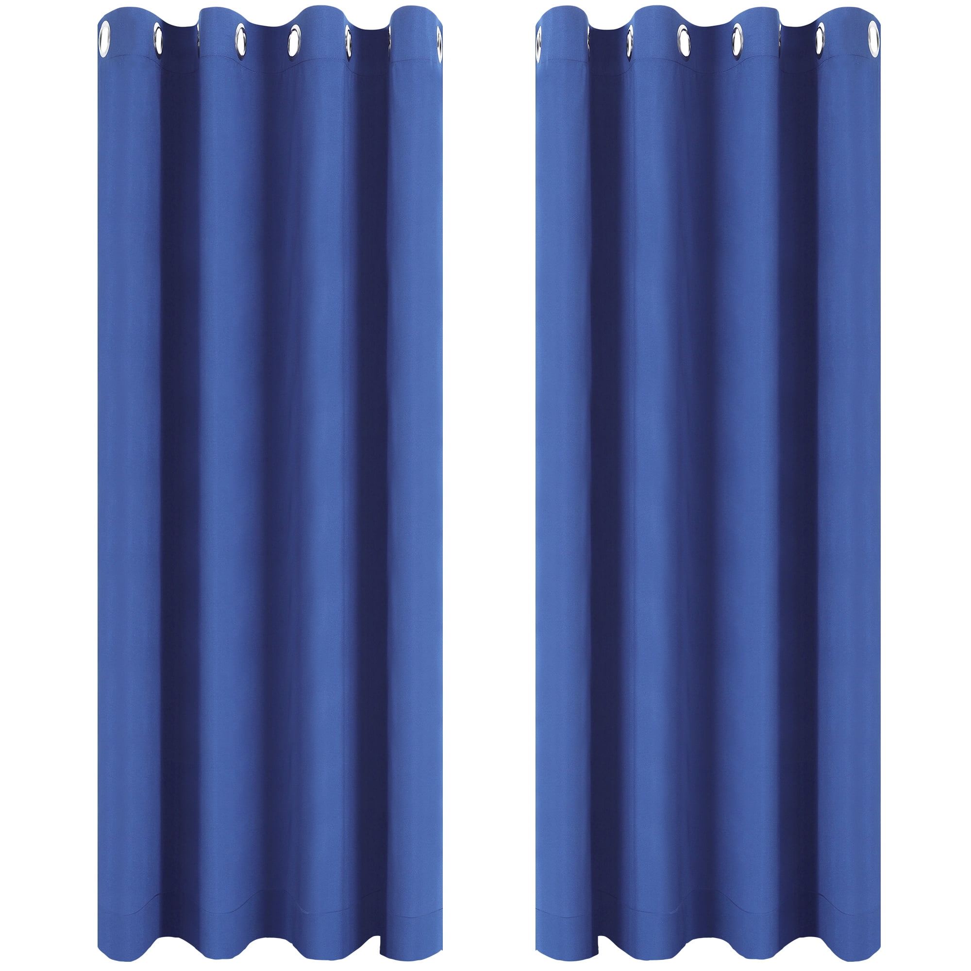 Unique Bargains 2 Panels Bedroom Waterproof 100% Blackout Curtains Dark Blue 52"Wx63"L
